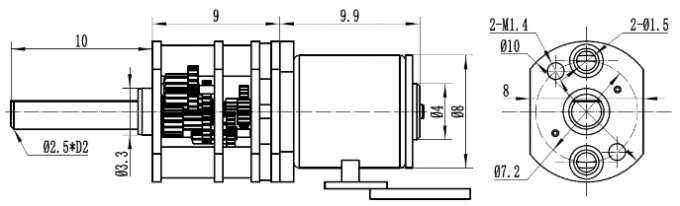 SM08-GB10 motor deslizante alinhado pequeno 8mm com a caixa de engrenagens 0 de 10*8 milímetro